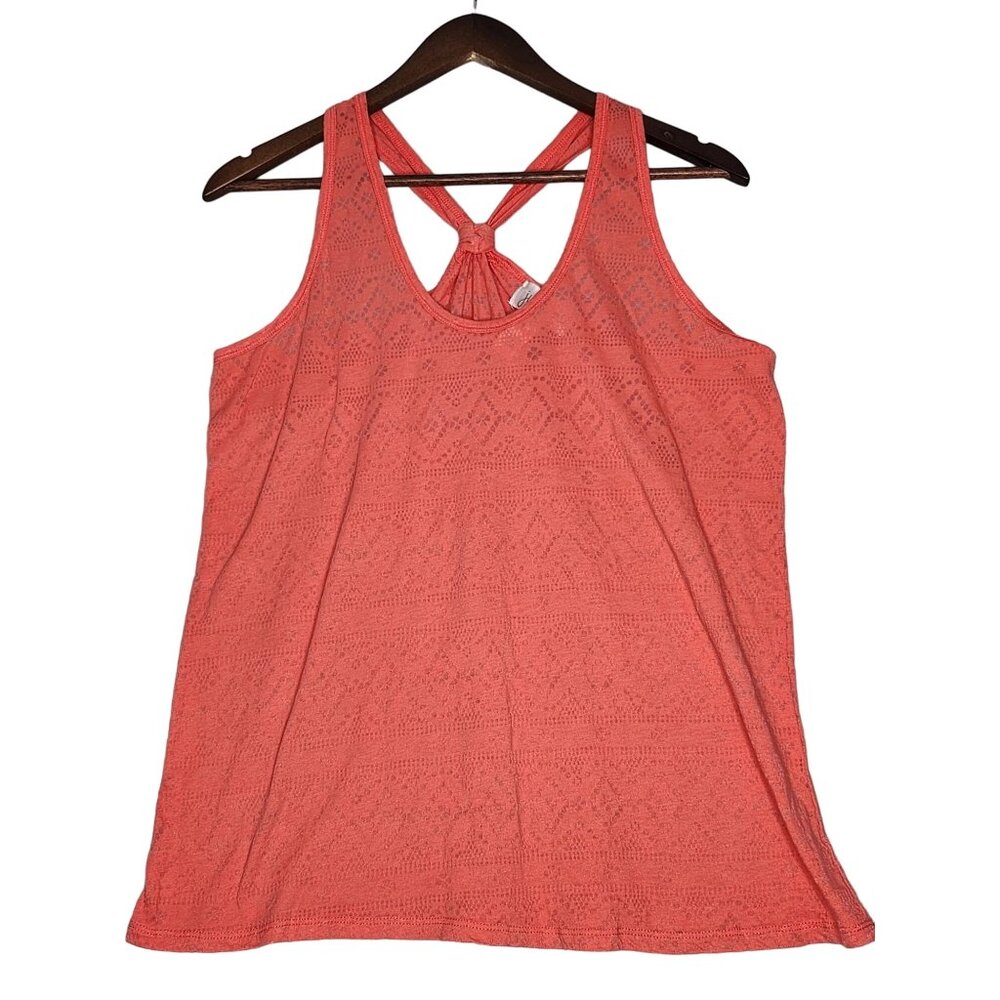 Just Be Women's Coral Tank‎ Top tied knot racerback Size Large
